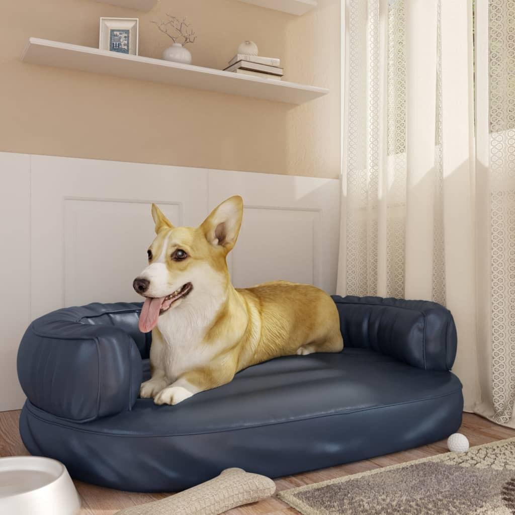 Ergonomisk Hundeseng 88x65 Skum Kunstlæder Mørkeblå 8720286431375