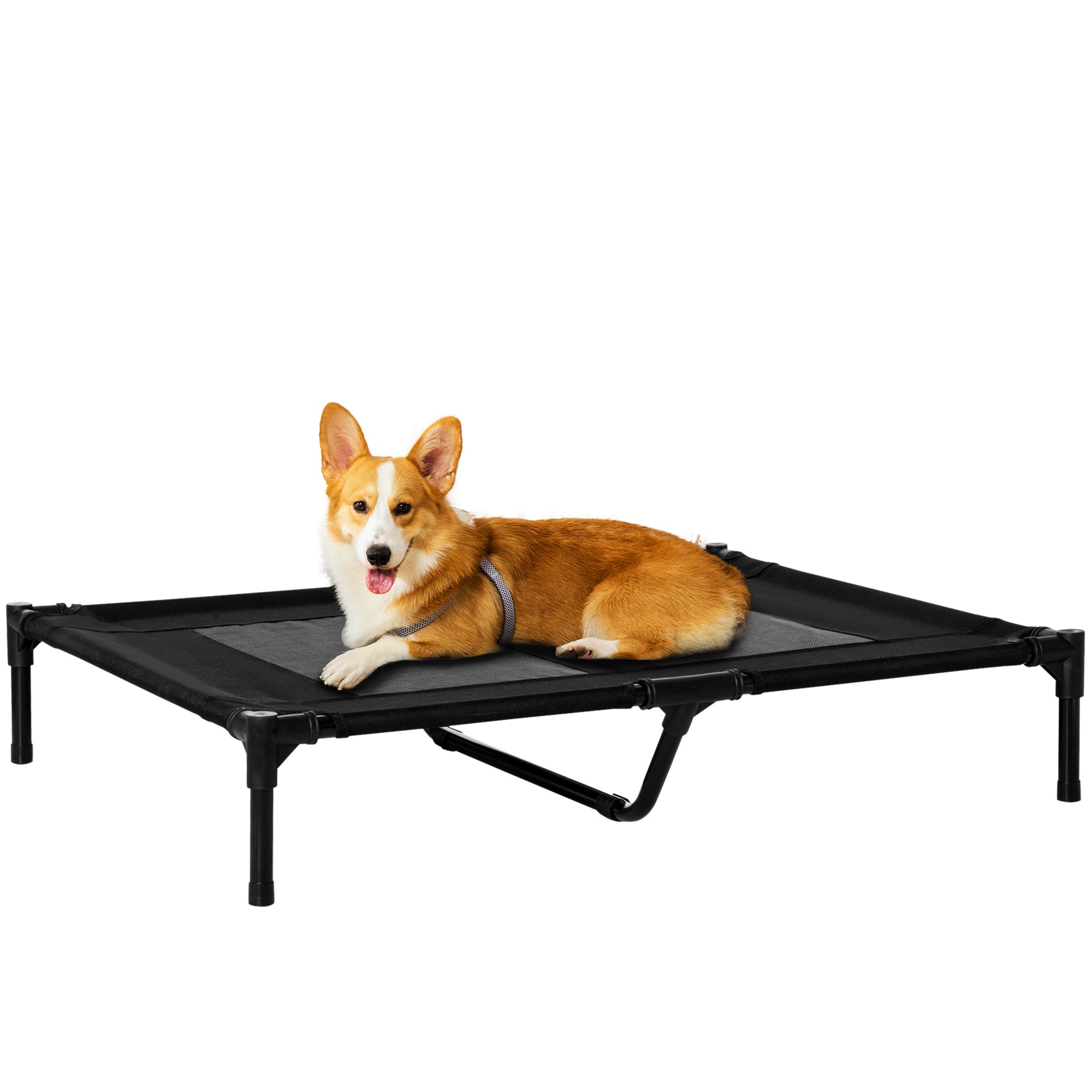 Hundeseng Udendørs Hundeseng Sammenklappelig åndbar Sort 4255633537263