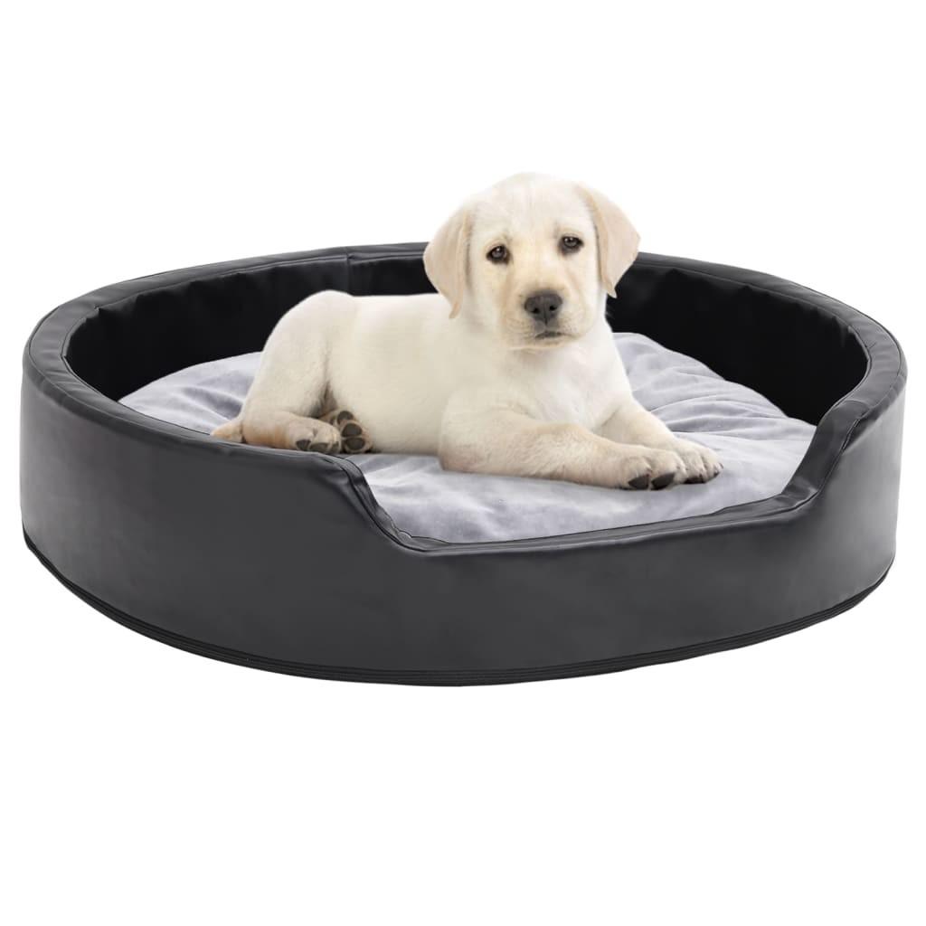 Rund Hundekurv Plys Kunstlæder   Sort Grå 8720286430767