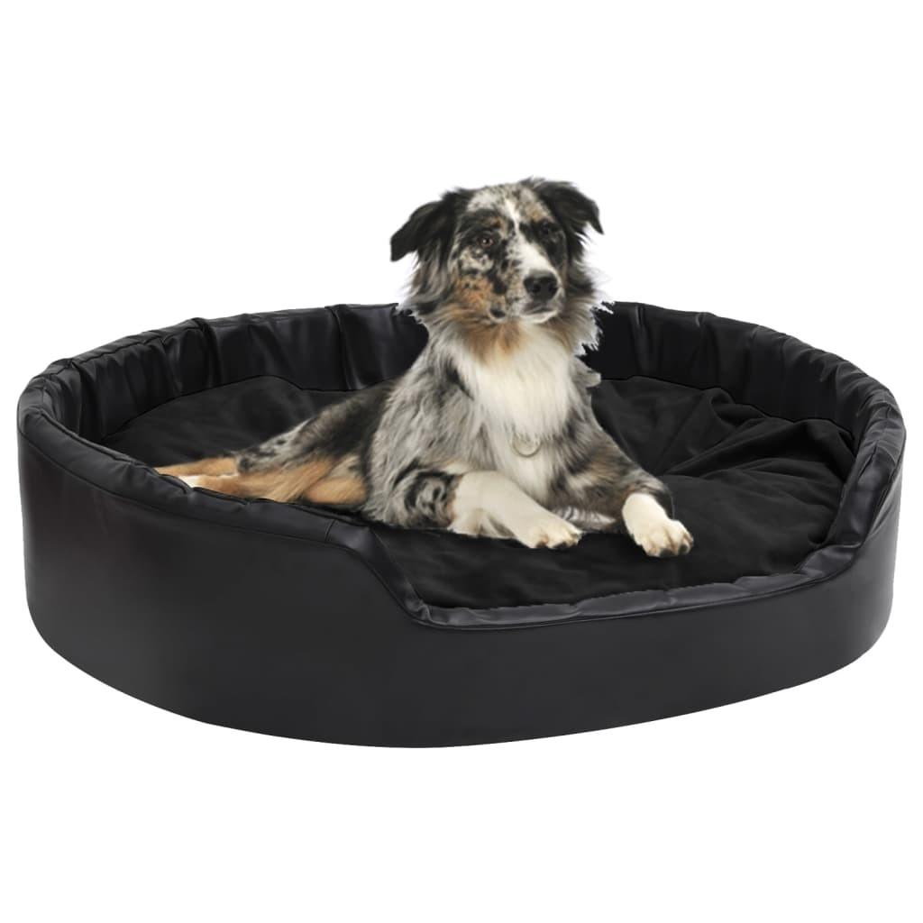 Hundekurv Plys Kunstlæder   Sort 8720286430859