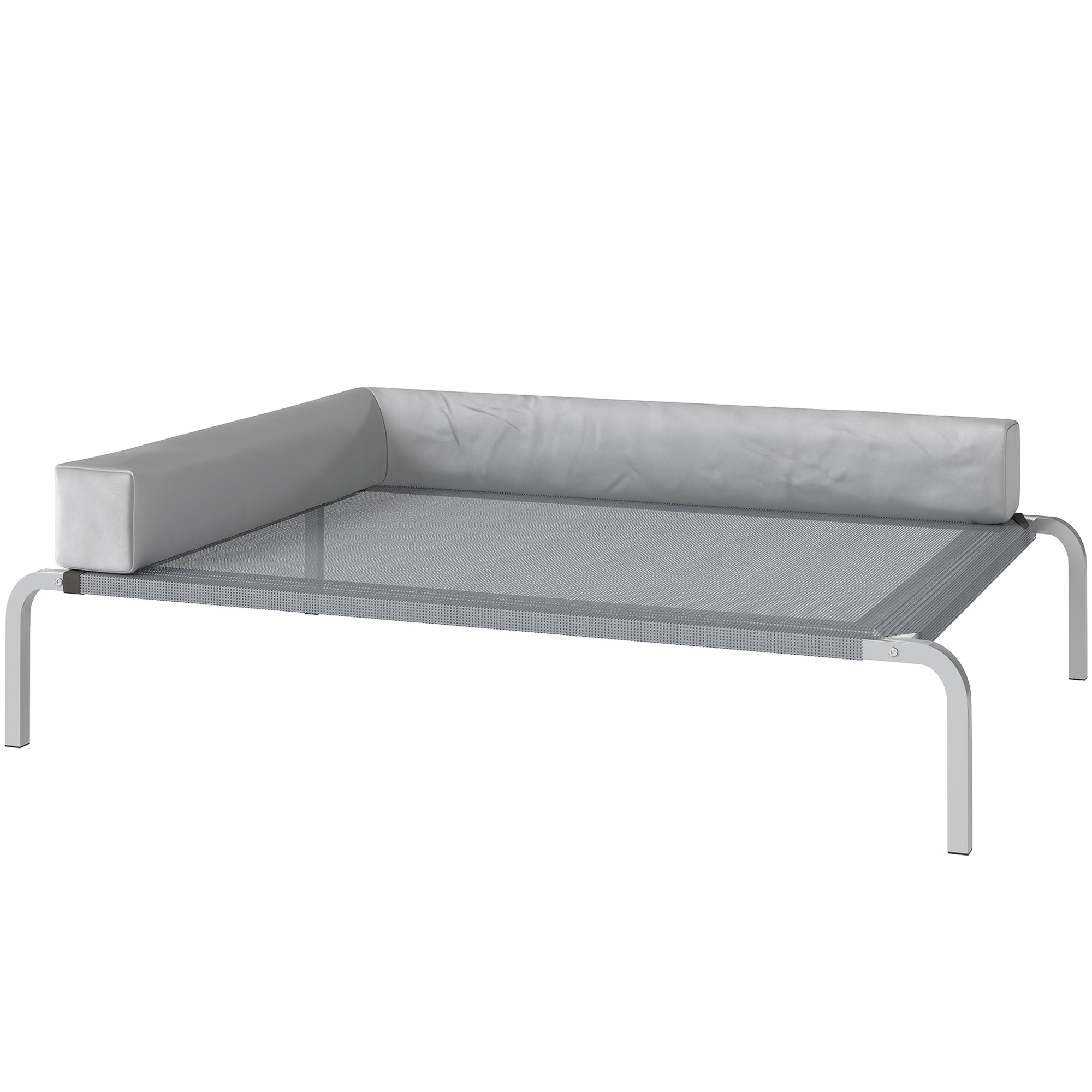 Udendørs Hundeseng Hævet Hundeseng Til Mellemstore Hunde Med Formet Hynde 110x75x30cm Lysegrå 4255826883078